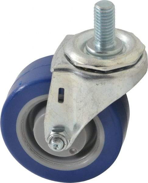 E.R. Wagner - 3" Diam x 1-1/4" Wide x 3-5/8" OAH Stem Mount Swivel Caster - Polyurethane, 210 Lb Capacity, Delrin Bearing, 1/2-13 x 1" Threaded Stem - Benchmark Tooling