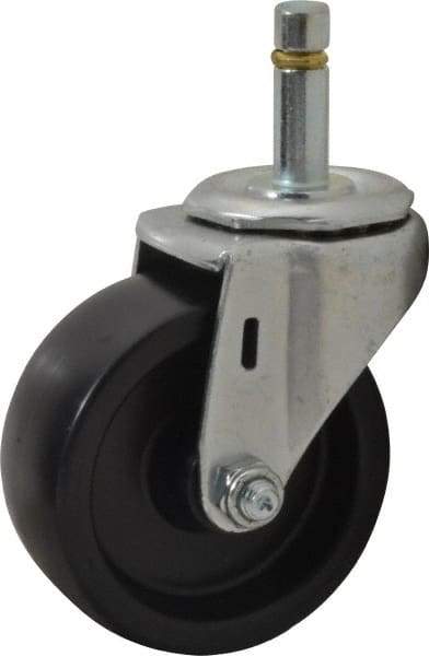 E.R. Wagner - 3" Diam x 1-1/4" Wide x 3-5/8" OAH Stem Mount Swivel Caster - Polyolefin, 210 Lb Capacity, Plain Bearing, 7/16 x 1-3/8" Friction Stem - Benchmark Tooling