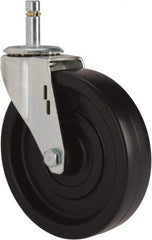 E.R. Wagner - 5" Diam x 1-1/4" Wide x 5-1/2" OAH Stem Mount Swivel Caster - Polyolefin, 280 Lb Capacity, Plain Bearing, 7/16 x 1-3/8" Friction Stem - Benchmark Tooling