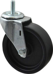 E.R. Wagner - 4" Diam x 1-1/4" Wide x 4-1/2" OAH Stem Mount Swivel Caster - Polyolefin, 255 Lb Capacity, Plain Bearing, 3/8-16 x 1" Threaded Stem - Benchmark Tooling