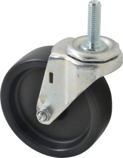 E.R. Wagner - 4" Diam x 1-1/4" Wide x 4-1/2" OAH Stem Mount Swivel Caster - Polyolefin, 255 Lb Capacity, Plain Bearing, 7/16-14 x 1-1/2" Threaded Stem - Benchmark Tooling