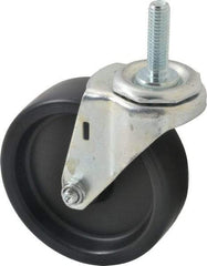 E.R. Wagner - 4" Diam x 1-1/4" Wide x 4-1/2" OAH Stem Mount Swivel Caster - Polyolefin, 255 Lb Capacity, Plain Bearing, 7/16-14 x 1-1/2" Threaded Stem - Benchmark Tooling
