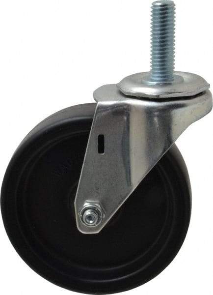 E.R. Wagner - 4" Diam x 1-1/4" Wide x 4-1/2" OAH Stem Mount Swivel Caster - Polyolefin, 255 Lb Capacity, Plain Bearing, 1/2-13 x 1-1/2" Threaded Stem - Benchmark Tooling