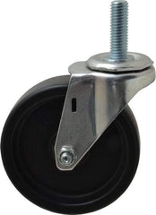 E.R. Wagner - 4" Diam x 1-1/4" Wide x 4-1/2" OAH Stem Mount Swivel Caster - Polyolefin, 255 Lb Capacity, Plain Bearing, 1/2-13 x 1-1/2" Threaded Stem - Benchmark Tooling