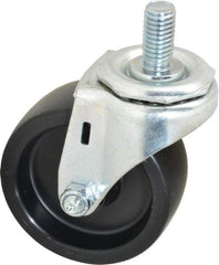 E.R. Wagner - 3" Diam x 1-1/4" Wide x 3-5/8" OAH Stem Mount Swivel Caster - Polyolefin, 210 Lb Capacity, Plain Bearing, 1/2-13 x 1" Threaded Stem - Benchmark Tooling