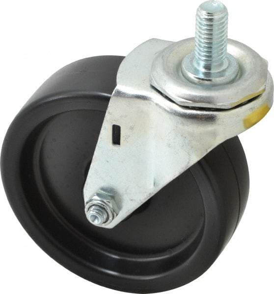 E.R. Wagner - 4" Diam x 1-1/4" Wide x 4-1/2" OAH Stem Mount Swivel Caster - Polyolefin, 255 Lb Capacity, Plain Bearing, 1/2-13 x 1" Threaded Stem - Benchmark Tooling