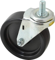 E.R. Wagner - 4" Diam x 1-1/4" Wide x 4-1/2" OAH Stem Mount Swivel Caster - Polyolefin, 255 Lb Capacity, Plain Bearing, 1/2-13 x 1" Threaded Stem - Benchmark Tooling