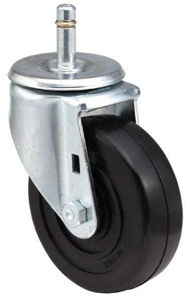 E.R. Wagner - 3-1/2" Diam x 1-1/4" Wide x 4-1/2" OAH Stem Mount Swivel Caster - Soft Rubber, 155 Lb Capacity, Delrin Bearing, 7/16 x 1-3/8" Friction Stem - Benchmark Tooling