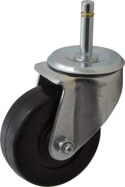E.R. Wagner - 3-1/2" Diam x 1-1/4" Wide x 4-1/2" OAH Stem Mount Swivel Caster - Soft Rubber, 155 Lb Capacity, Delrin Bearing, 7/16 x 1-29/32" Friction Stem - Benchmark Tooling