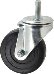 E.R. Wagner - 4" Diam x 1-1/4" Wide x 5" OAH Stem Mount Swivel Caster - Soft Rubber, 165 Lb Capacity, Delrin Bearing, 1/2-13 x 1-1/2" Threaded Stem - Benchmark Tooling