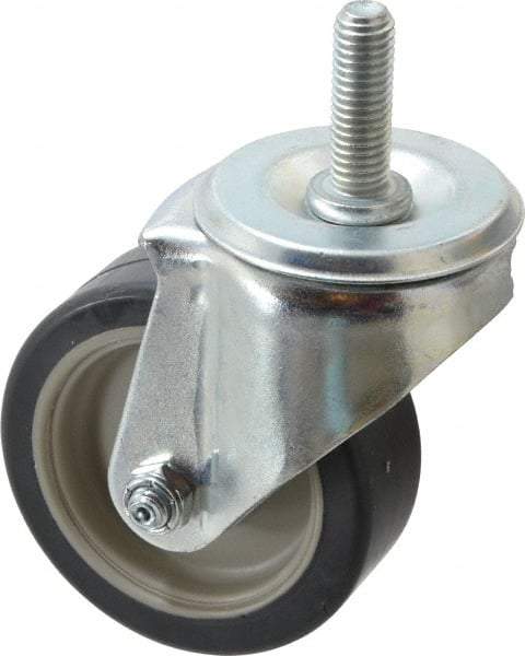 E.R. Wagner - 3-1/2" Diam x 1-1/4" Wide x 4-1/2" OAH Stem Mount Swivel Caster - TPR, 155 Lb Capacity, Delrin Bearing, 1/2-13 x 1-1/2" Threaded Stem - Benchmark Tooling