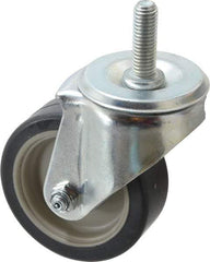 E.R. Wagner - 3-1/2" Diam x 1-1/4" Wide x 4-1/2" OAH Stem Mount Swivel Caster - TPR, 155 Lb Capacity, Delrin Bearing, 1/2-13 x 1-1/2" Threaded Stem - Benchmark Tooling
