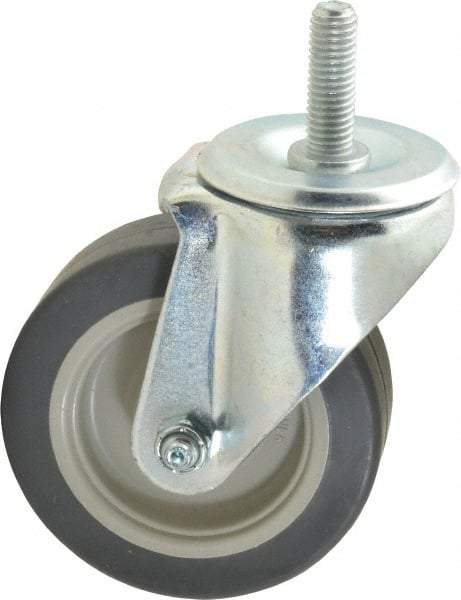 E.R. Wagner - 4" Diam x 1-1/4" Wide x 5" OAH Stem Mount Swivel Caster - TPR, 165 Lb Capacity, Delrin Bearing, 1/2-13 x 1-1/2" Threaded Stem - Benchmark Tooling