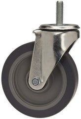 E.R. Wagner - 5" Diam x 1-1/4" Wide x 6-1/8" OAH Stem Mount Swivel Caster - TPR, 200 Lb Capacity, Delrin Bearing, 1/2-13 x 1-1/2" Threaded Stem - Benchmark Tooling