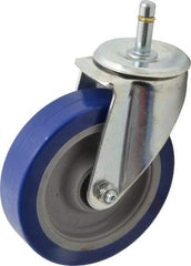 E.R. Wagner - 5" Diam x 1-1/4" Wide x 6-1/8" OAH Stem Mount Swivel Caster - Polyurethane, 300 Lb Capacity, Delrin Bearing, 7/16 x 1-3/8" Friction Stem - Benchmark Tooling