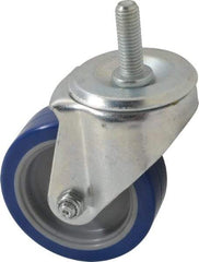 E.R. Wagner - 3-1/2" Diam x 1-1/4" Wide x 4-1/2" OAH Stem Mount Swivel Caster - Polyurethane, 250 Lb Capacity, Delrin Bearing, 1/2-13 x 1-1/2" Threaded Stem - Benchmark Tooling