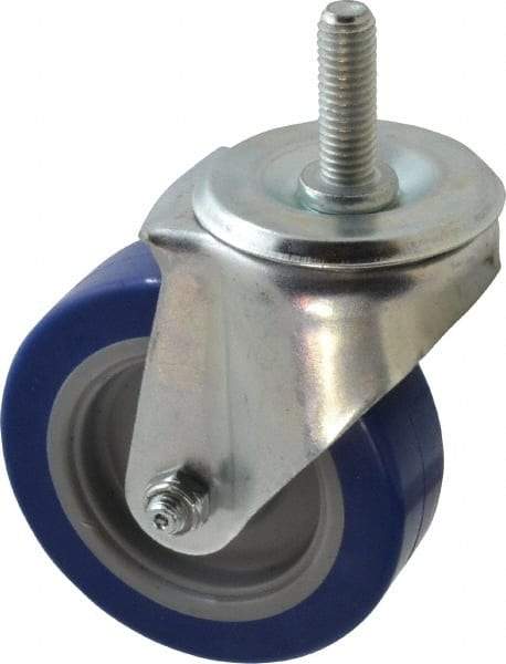 E.R. Wagner - 4" Diam x 1-1/4" Wide x 5" OAH Stem Mount Swivel Caster - Polyurethane, 275 Lb Capacity, Delrin Bearing, 1/2-13 x 1-1/2" Threaded Stem - Benchmark Tooling