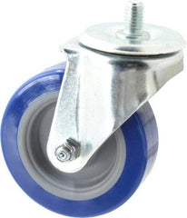 E.R. Wagner - 4" Diam x 1-1/4" Wide x 5" OAH Stem Mount Swivel Caster - Polyurethane, 275 Lb Capacity, Delrin Bearing, 1/2-13 x 3/4" Threaded Stem - Benchmark Tooling