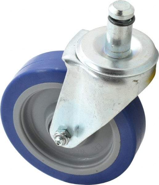 E.R. Wagner - 5" Diam x 1-1/4" Wide x 6-1/8" OAH Stem Mount Swivel Caster - Polyurethane, 300 Lb Capacity, Delrin Bearing, 13/16 x 1-3/4" Friction Stem - Benchmark Tooling