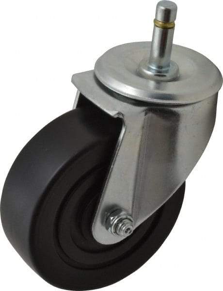 E.R. Wagner - 4" Diam x 1-3/8" Wide x 5" OAH Stem Mount Swivel Caster - Polyolefin, 275 Lb Capacity, Delrin Bearing, 7/16 x 1-3/8" Friction Stem - Benchmark Tooling