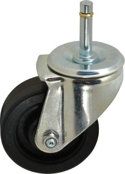 E.R. Wagner - 3-1/2" Diam x 1-1/4" Wide x 4-1/2" OAH Stem Mount Swivel Caster - Polyolefin, 250 Lb Capacity, Delrin Bearing, 7/16 x 1-29/32" Friction Stem - Benchmark Tooling