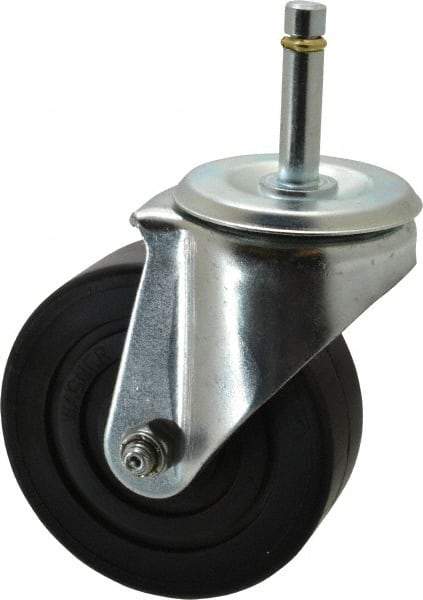 E.R. Wagner - 4" Diam x 1-3/8" Wide x 5" OAH Stem Mount Swivel Caster - Polyolefin, 275 Lb Capacity, Delrin Bearing, 7/16 x 1-29/32" Friction Stem - Benchmark Tooling