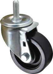 E.R. Wagner - 3-1/2" Diam x 1-1/4" Wide x 4-1/2" OAH Stem Mount Swivel Caster - Polyolefin, 250 Lb Capacity, Delrin Bearing, 1/2-13 x 1-1/2" Threaded Stem - Benchmark Tooling