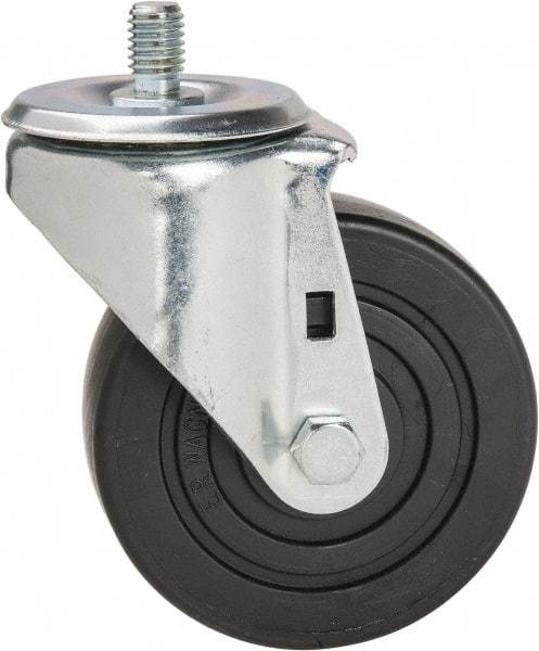E.R. Wagner - 4" Diam x 1-3/8" Wide x 5" OAH Stem Mount Swivel Caster - Polyolefin, 275 Lb Capacity, Delrin Bearing, 1/2-13 x 3/4" Threaded Stem - Benchmark Tooling