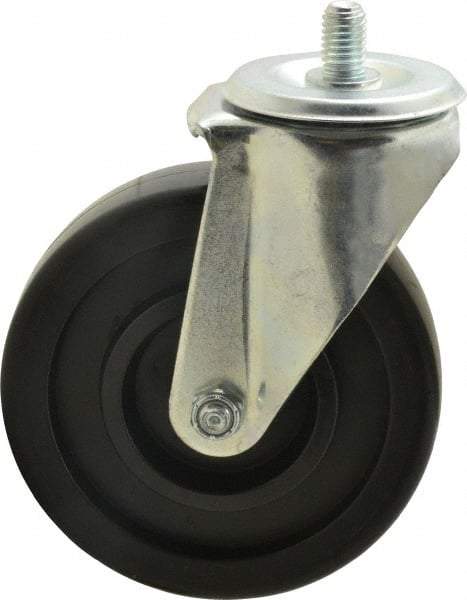 E.R. Wagner - 5" Diam x 1-3/8" Wide x 6-1/8" OAH Stem Mount Swivel Caster - Polyolefin, 300 Lb Capacity, Delrin Bearing, 1/2-13 x 3/4" Threaded Stem - Benchmark Tooling