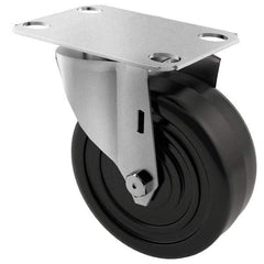 E.R. Wagner - 4" Diam x 1-1/4" Wide x 4-11/16" OAH Top Plate Mount Swivel Caster - Soft Rubber, 165 Lb Capacity, Delrin Bearing, 2-3/4 x 3-3/4" Plate - Benchmark Tooling