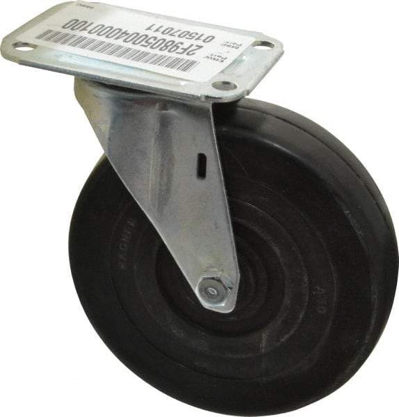 E.R. Wagner - 5" Diam x 1-1/4" Wide x 5-5/8" OAH Top Plate Mount Swivel Caster - Soft Rubber, 190 Lb Capacity, Delrin Bearing, 2-3/4 x 3-3/4" Plate - Benchmark Tooling