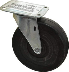 E.R. Wagner - 5" Diam x 1-1/4" Wide x 5-5/8" OAH Top Plate Mount Swivel Caster - Soft Rubber, 190 Lb Capacity, Delrin Bearing, 2-3/4 x 3-3/4" Plate - Benchmark Tooling