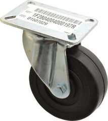 E.R. Wagner - 4" Diam x 1-3/8" Wide x 5-1/16" OAH Top Plate Mount Swivel Caster - Soft Rubber, 200 Lb Capacity, Delrin Bearing, 3-1/8 x 4-1/8" Plate - Benchmark Tooling
