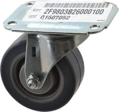 E.R. Wagner - 3" Diam x 1-1/4" Wide x 3-3/4" OAH Top Plate Mount Swivel Caster - TPR, 125 Lb Capacity, Delrin Bearing, 2-3/4 x 3-3/4" Plate - Benchmark Tooling