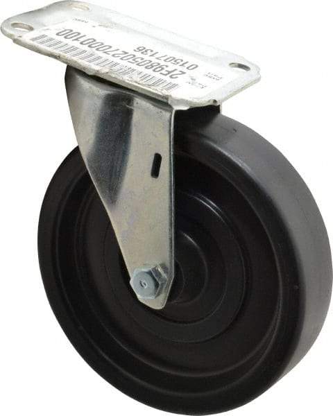 E.R. Wagner - 5" Diam x 1-1/4" Wide x 5-5/8" OAH Top Plate Mount Swivel Caster - Polyolefin, 280 Lb Capacity, Plain Bearing, 2-3/4 x 3-3/4" Plate - Benchmark Tooling