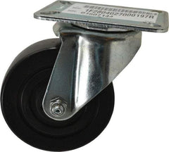 E.R. Wagner - 4" Diam x 1-3/8" Wide x 5-1/16" OAH Top Plate Mount Swivel Caster - Polyolefin, 300 Lb Capacity, Plain Bearing, 3-1/8 x 4-1/8" Plate - Benchmark Tooling
