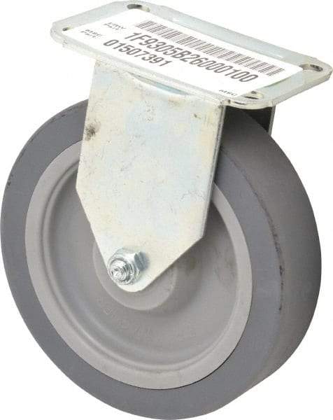 E.R. Wagner - 5" Diam x 1-1/4" Wide x 5-5/8" OAH Top Plate Mount Rigid Caster - TPR, 190 Lb Capacity, Delrin Bearing, 2-3/4 x 3-3/4" Plate - Benchmark Tooling