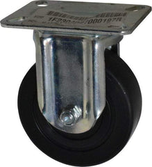 E.R. Wagner - 4" Diam x 1-3/8" Wide x 5-1/16" OAH Top Plate Mount Rigid Caster - Polyolefin, 300 Lb Capacity, Plain Bearing, 3-1/8 x 4-1/8" Plate - Benchmark Tooling