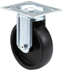 E.R. Wagner - 4" Diam x 1-1/2" Wide x 5-1/16" OAH Top Plate Mount Rigid Caster - Phenolic, 375 Lb Capacity, Roller Bearing, 3-1/8 x 4-1/8" Plate - Benchmark Tooling