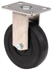 E.R. Wagner - 4" Diam x 1-3/8" Wide x 5-3/8" OAH Top Plate Mount Rigid Caster - Polyolefin, 375 Lb Capacity, Delrin Bearing, 3-1/8 x 4-1/8" Plate - Benchmark Tooling
