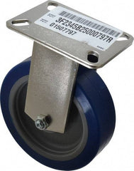 E.R. Wagner - 5" Diam x 1-1/2" Wide x 6-3/8" OAH Top Plate Mount Rigid Caster - Polyurethane, 450 Lb Capacity, Delrin Bearing, 3-1/8 x 4-1/8" Plate - Benchmark Tooling