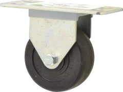 E.R. Wagner - 3" Diam x 1-1/4" Wide x 3-3/4" OAH Top Plate Mount Rigid Caster - Hard Rubber, 210 Lb Capacity, Delrin Bearing, 2-1/2 x 5" Plate - Benchmark Tooling