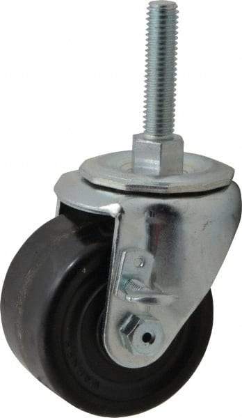 E.R. Wagner - 3" Diam x 1-3/4" Wide x 3-3/4" OAH Stem Mount Standard Caster - Phenolic, 350 Lb Capacity, Roller Bearing, 1/2-13 x 2-1/2" Leveling Stem - Benchmark Tooling
