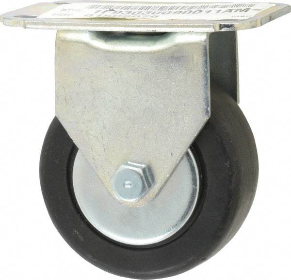E.R. Wagner - 3" Diam x 1-1/4" Wide x 3-3/4" OAH Top Plate Mount Rigid Caster - Hard Rubber, 210 Lb Capacity, Delrin Bearing, 2-3/4 x 3-3/4" Plate - Benchmark Tooling
