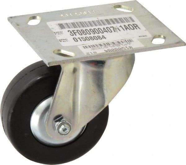 E.R. Wagner - 3-1/2" Diam x 1-1/4" Wide x 4-5/8" OAH Top Plate Mount Swivel Caster - Soft Rubber, 155 Lb Capacity, Delrin Bearing, 3-3/4 x 4-5/8" Plate - Benchmark Tooling