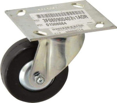 E.R. Wagner - 3-1/2" Diam x 1-1/4" Wide x 4-5/8" OAH Top Plate Mount Swivel Caster - Soft Rubber, 155 Lb Capacity, Delrin Bearing, 3-3/4 x 4-5/8" Plate - Benchmark Tooling