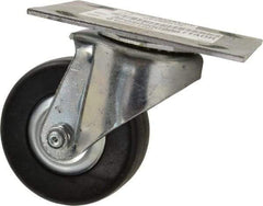 E.R. Wagner - 3-1/2" Diam x 1-1/4" Wide x 4-5/8" OAH Top Plate Mount Swivel Caster - Hard Rubber, 250 Lb Capacity, Delrin Bearing, 3-3/4 x 4-5/8" Plate - Benchmark Tooling