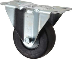 E.R. Wagner - 4" Diam x 1-5/8" Wide x 5" OAH Top Plate Mount Rigid Caster - Hard Rubber, 400 Lb Capacity, Delrin Bearing, 3-3/16 x 6-5/32" Plate - Benchmark Tooling