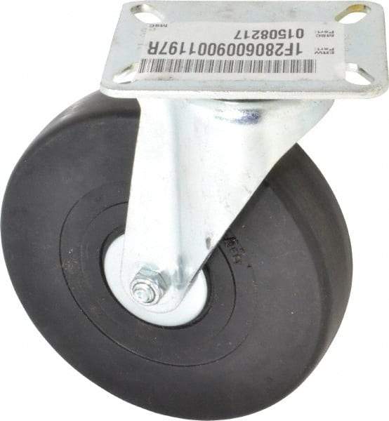 E.R. Wagner - 6" Diam x 1-3/8" Wide x 7-1/16" OAH Top Plate Mount Swivel Caster - Hard Rubber, 400 Lb Capacity, Delrin Bearing, 3-1/8 x 4-1/8" Plate - Benchmark Tooling