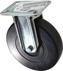 E.R. Wagner - 6" Diam x 1-3/8" Wide x 7-1/16" OAH Top Plate Mount Rigid Caster - Hard Rubber, 400 Lb Capacity, Delrin Bearing, 3-1/8 x 4-1/8" Plate - Benchmark Tooling